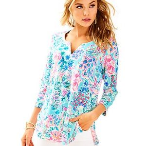 Lilly Pulitzer Justina Tunic Gypsea Serene Blue Size Small